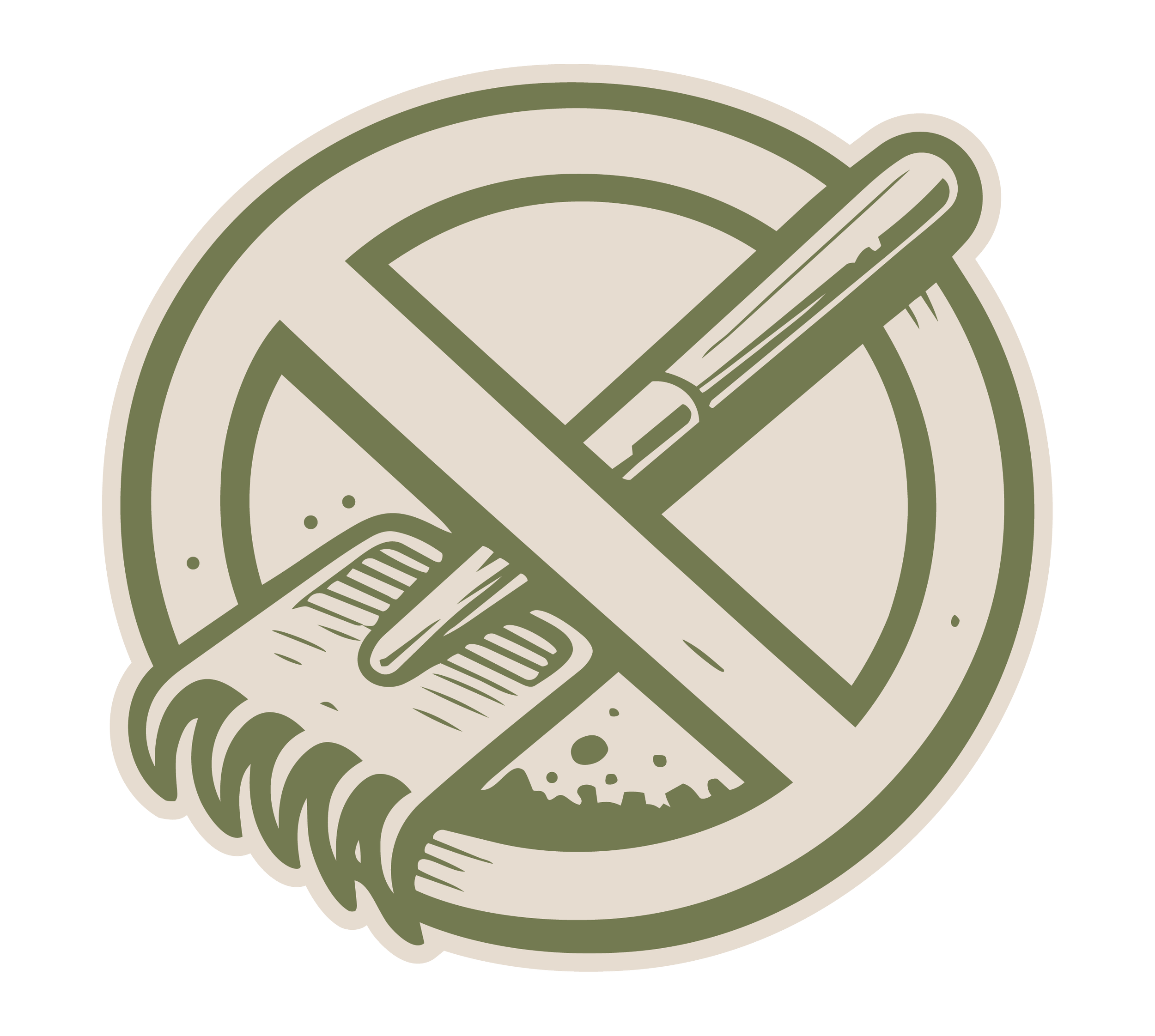 A circle sign with a crossed-out razor-blade, suggesting no shaving allowed.