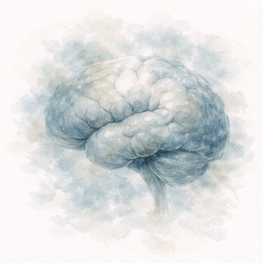 Ritratto di un cervello dipinto con stile artistico acqua