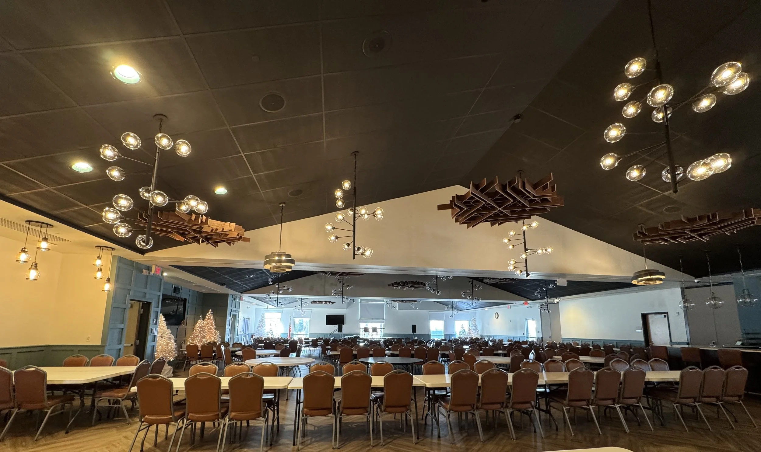 ballroom with tables and chairs set up