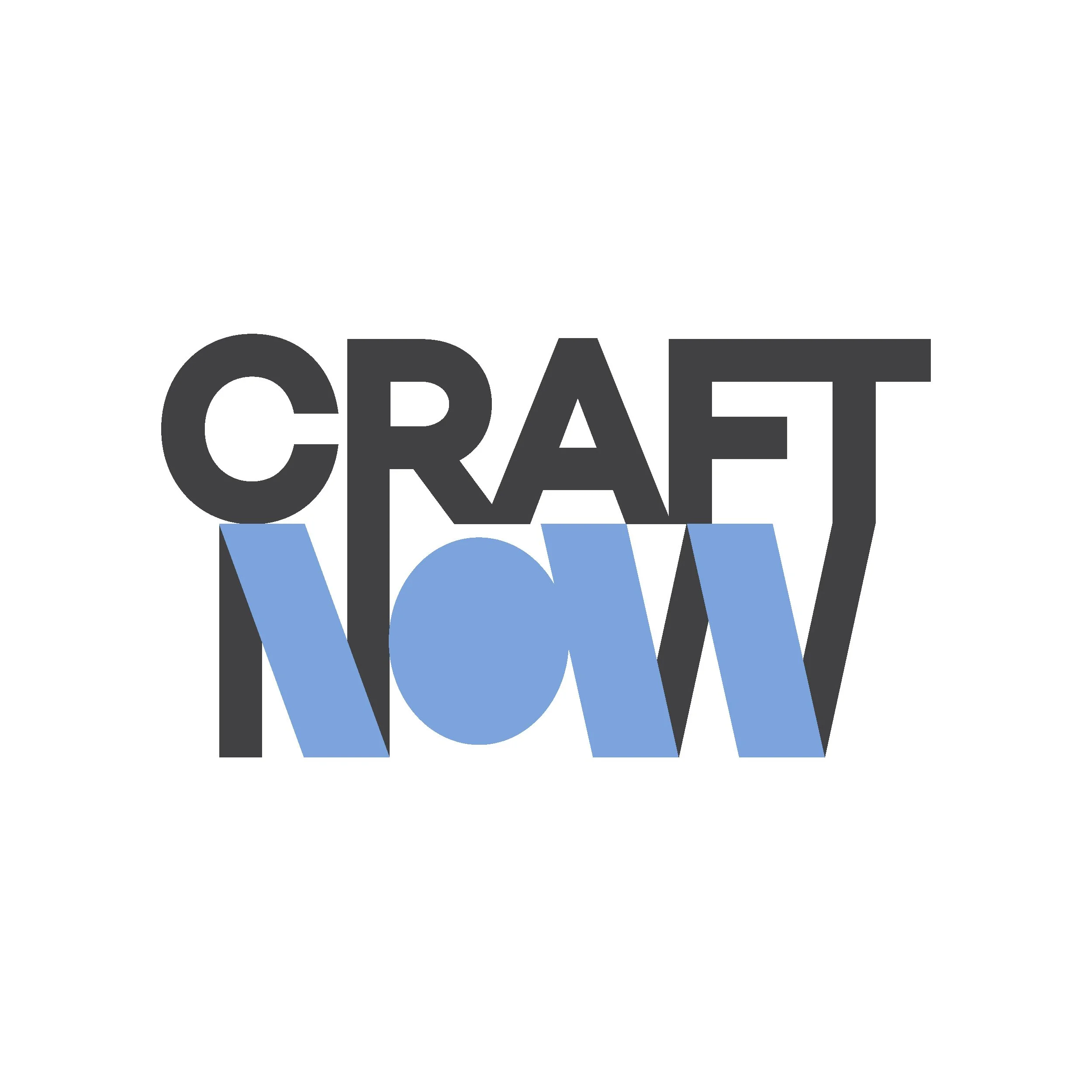 Text saying 'Craft Now' with 'Craft' in black and 'Now' in blue, overlapping words on a white background.