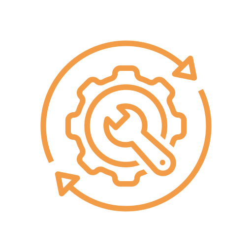 Wrench and gear icon with circular arrows