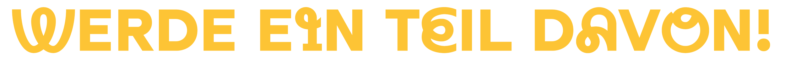 Der Text auf dem Bild lautet: '(Werde ein Teil davon!)' in großen, schwarzen und gelben Buchstaben.