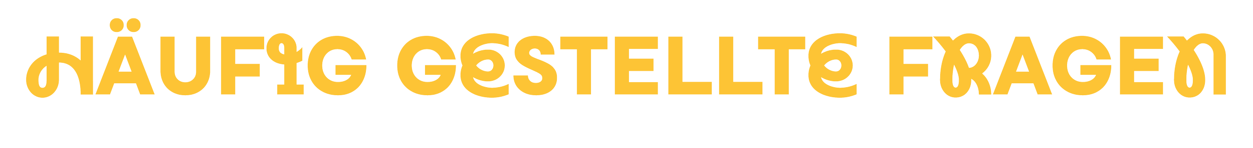 Große, gelbe, durchgestrichene Frage im Langformat auf schwarzem Hintergrund