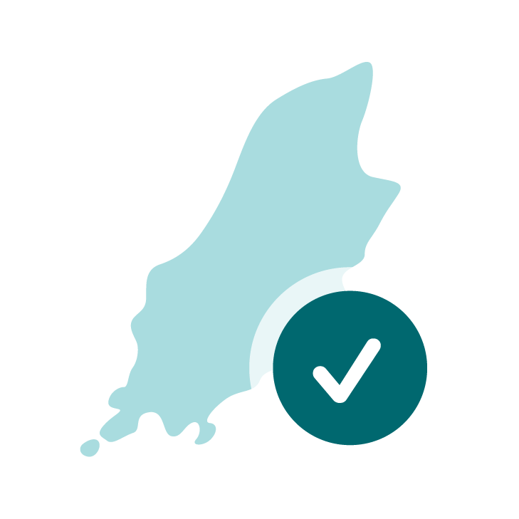 Illustration of a map of South Korea with a checkmark indicating approval or verification.