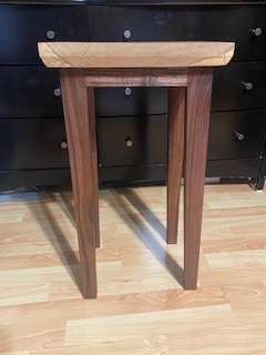 White oak and walnut end table