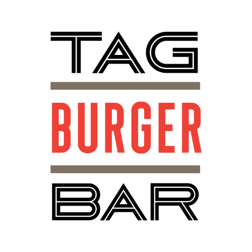 Sign with the words 'Burger' in bold red font between two gray lines on a black background.