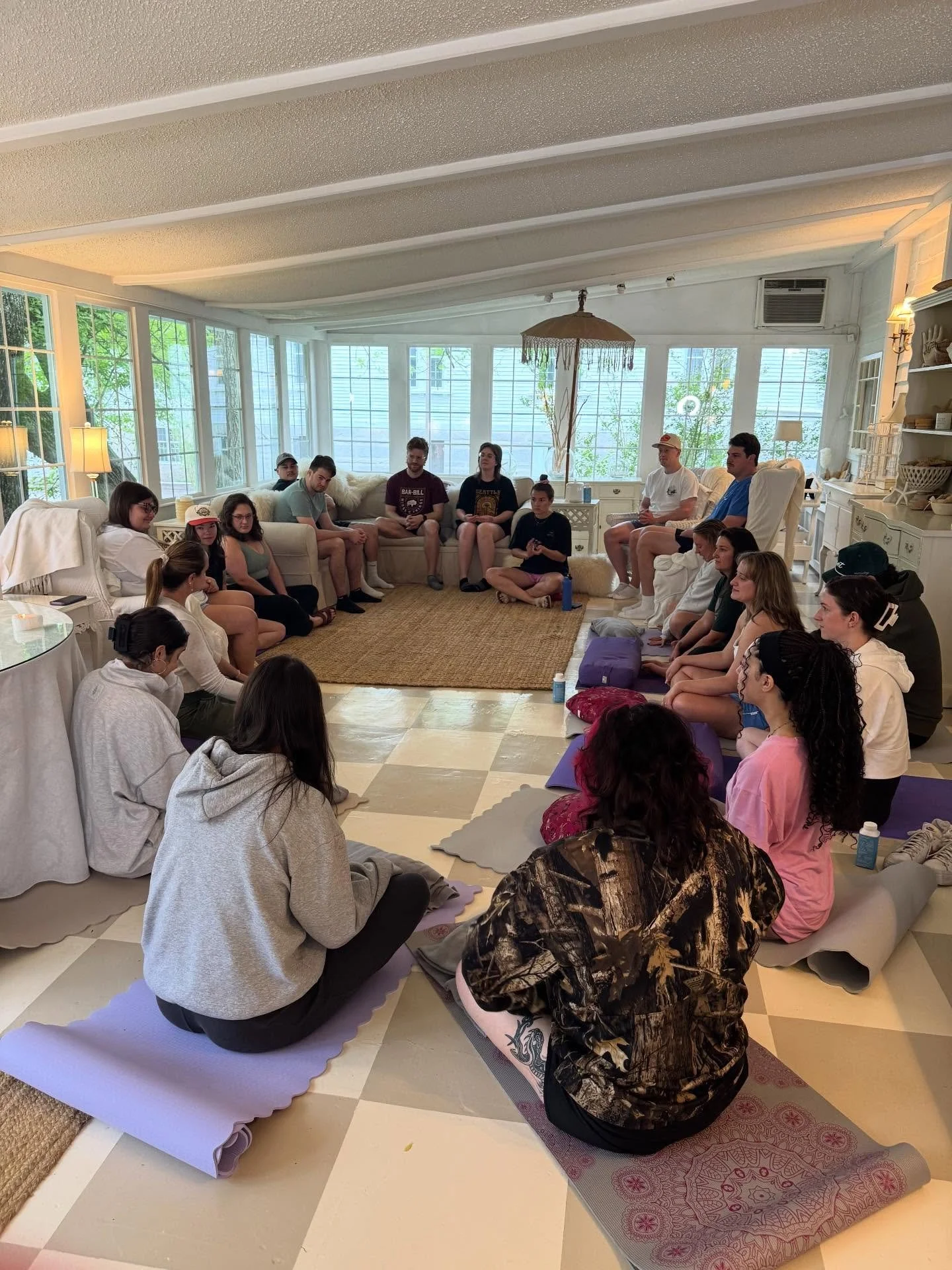 The first wedding of our 2025 season was a request for the entire bridal party to do a seated meditation on Friday evening. This group was amazing- even the ones who had never done yoga or meditation before got into it. The spa was a perfect spot for