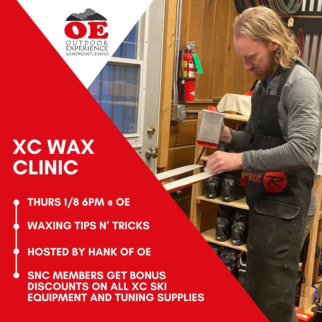 It&rsquo;s that time of year again! Mark your calendars for our XC Wax Clinic next Thursday, 1/8/25, 6pm @OE. This is a free event and @sandpointnordicclub members will enjoy bonus discounts on XC equipment and tuning supplies.