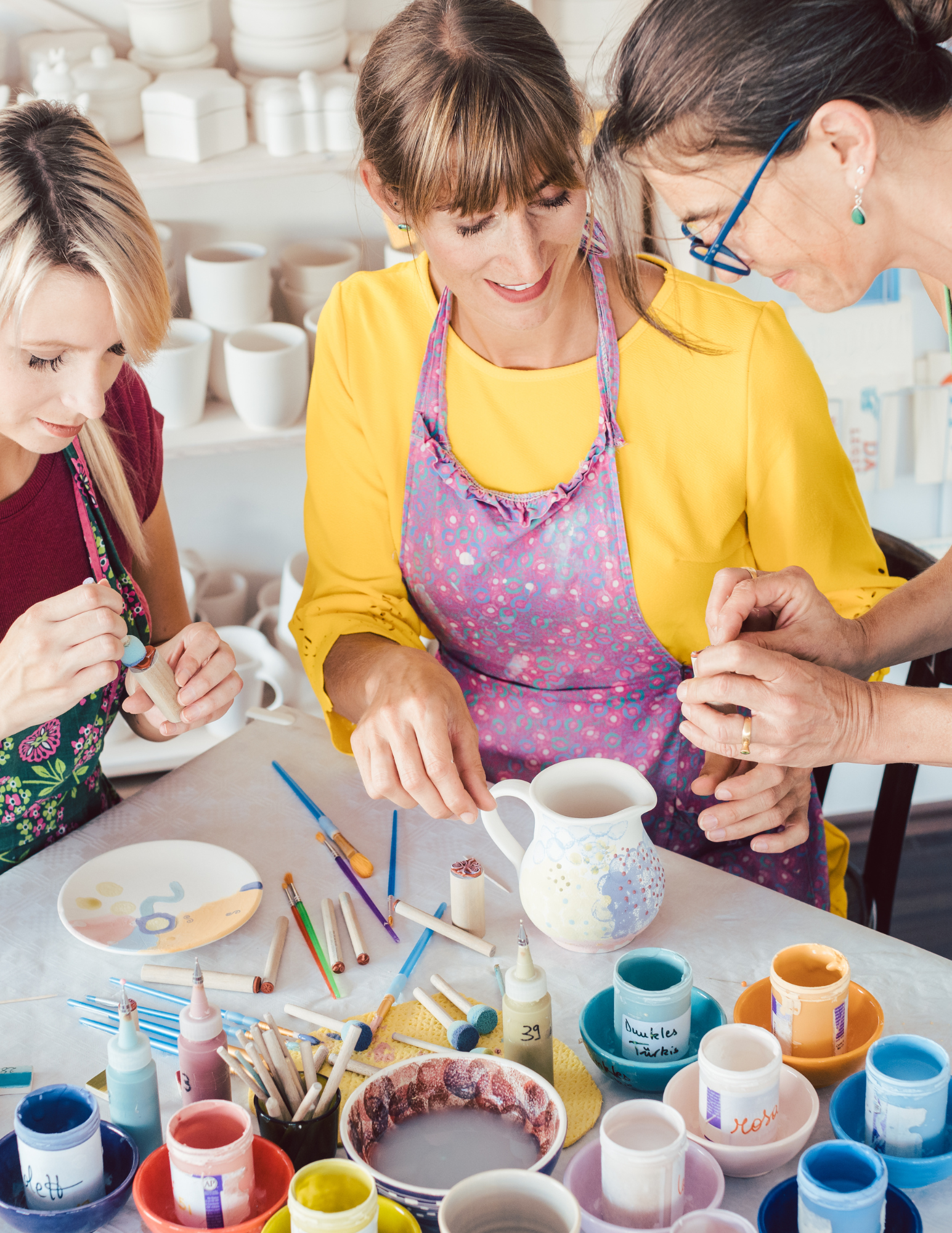 Create one-of-a-kind ceramic pieces from the comfort of your own space or together at your own party! Each kit includes ready-to-paint pottery pieces, a curated selection of glaze colors, brushes,.png