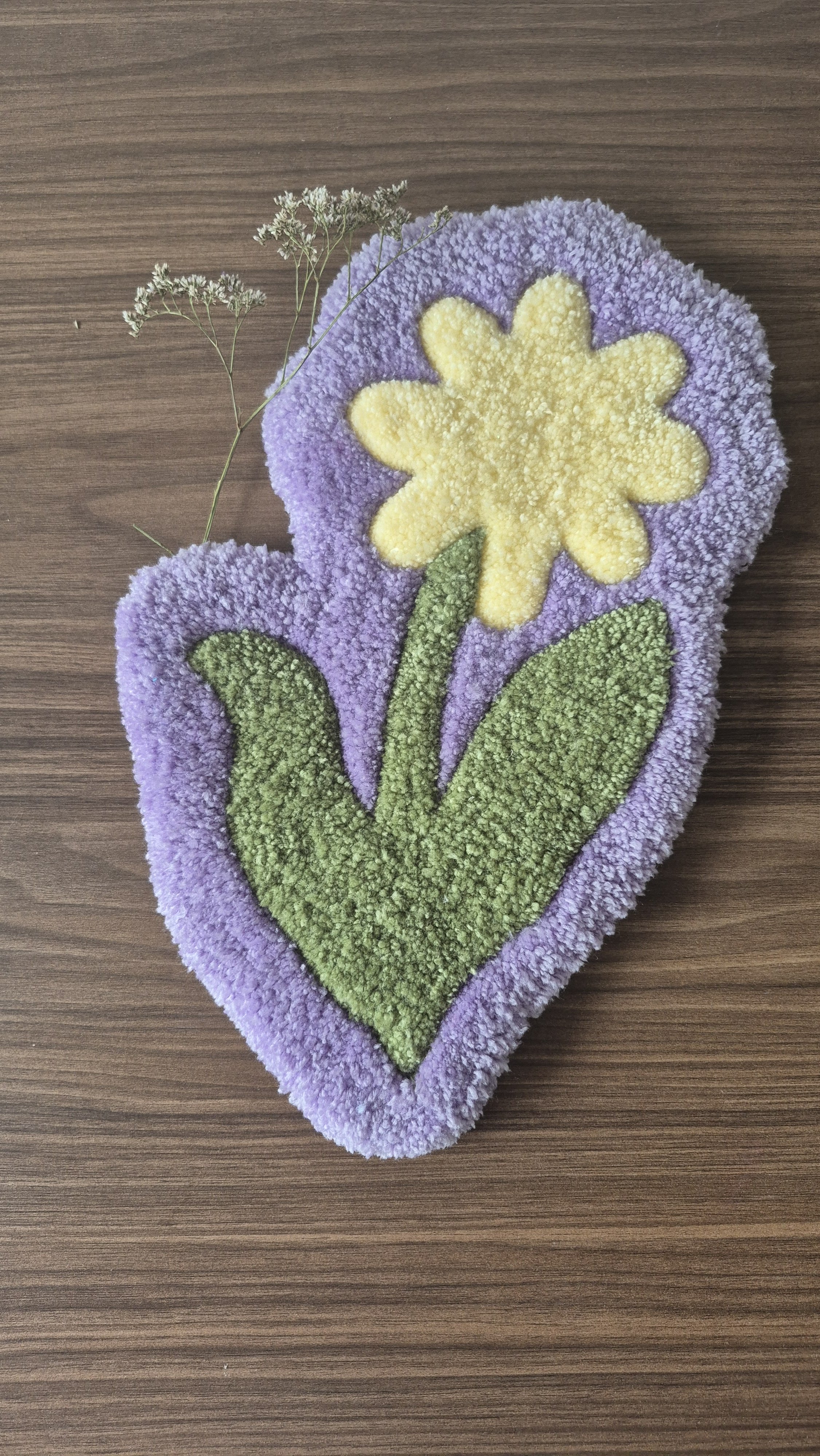 Yellow and Purple Flower - Tufted Wall Art