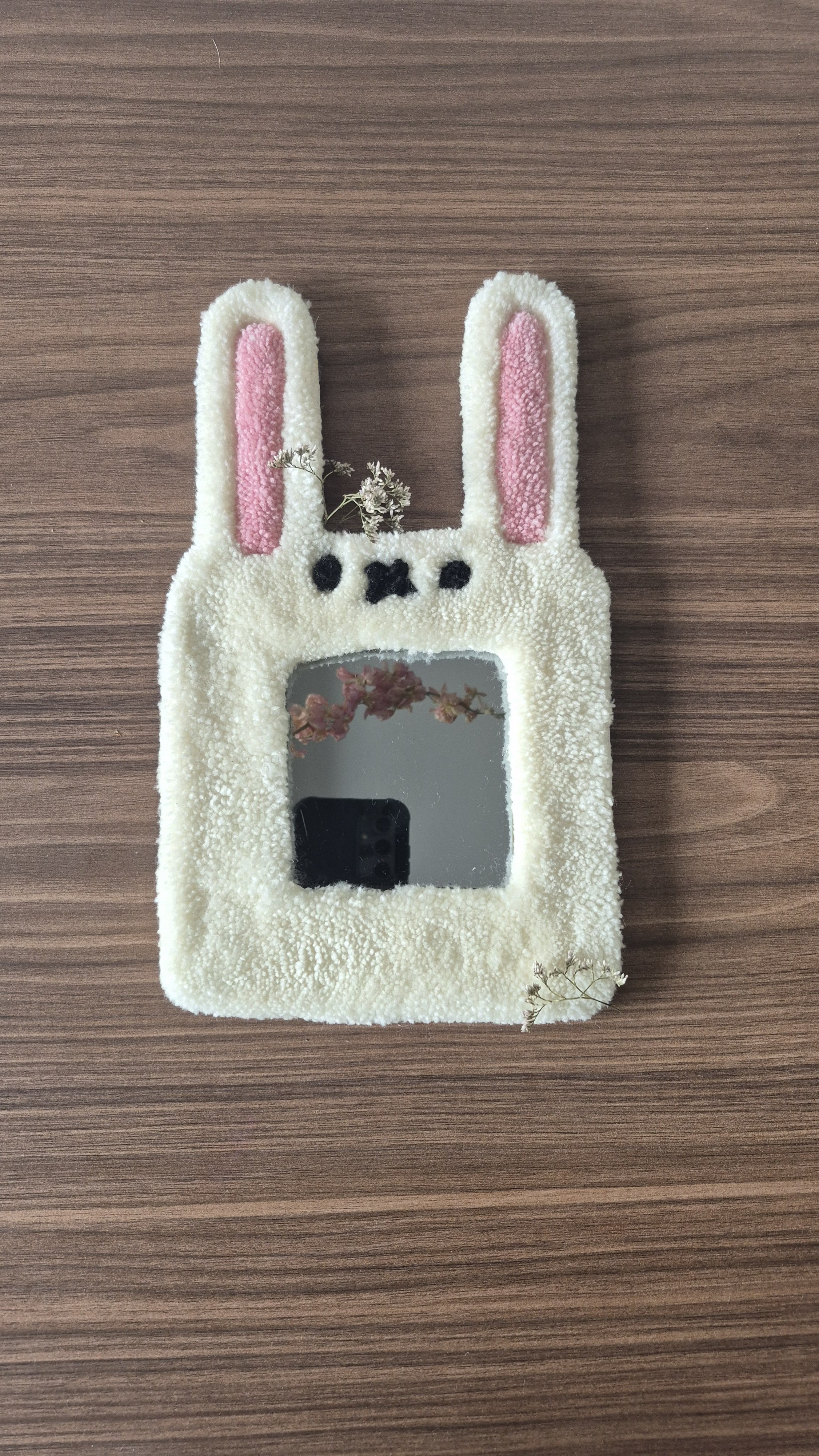 White Bunny Mirror - Tufted Wall Art
