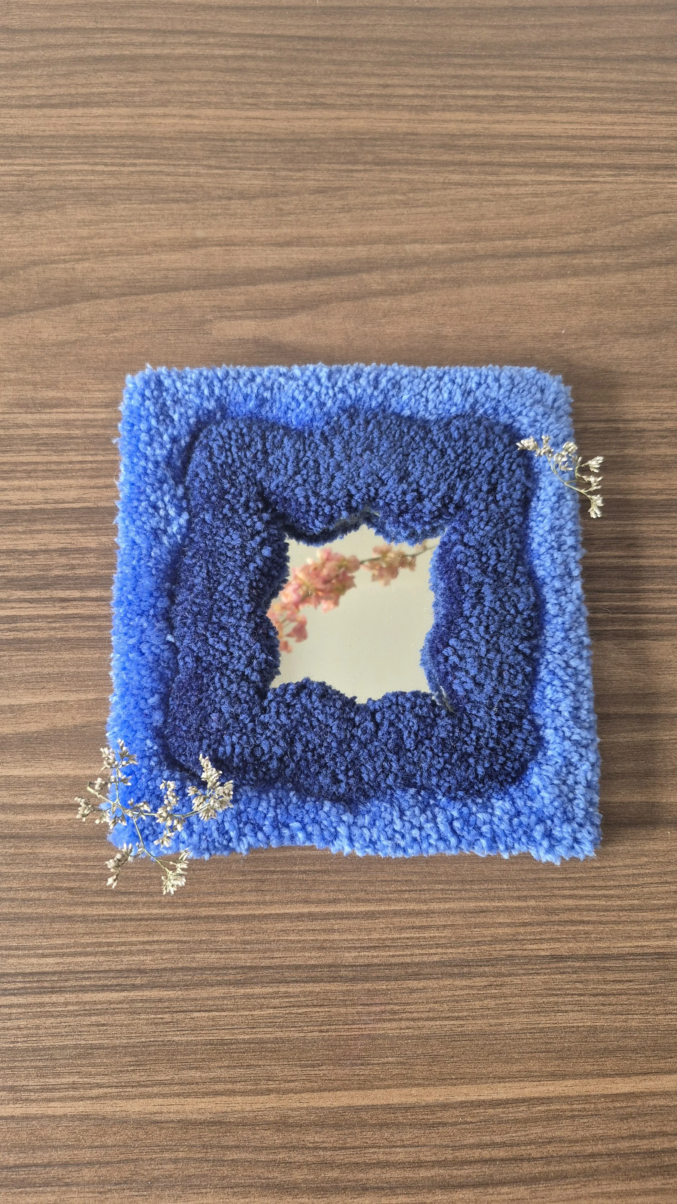 Blue Wave Mirror - Tufted Wall Art