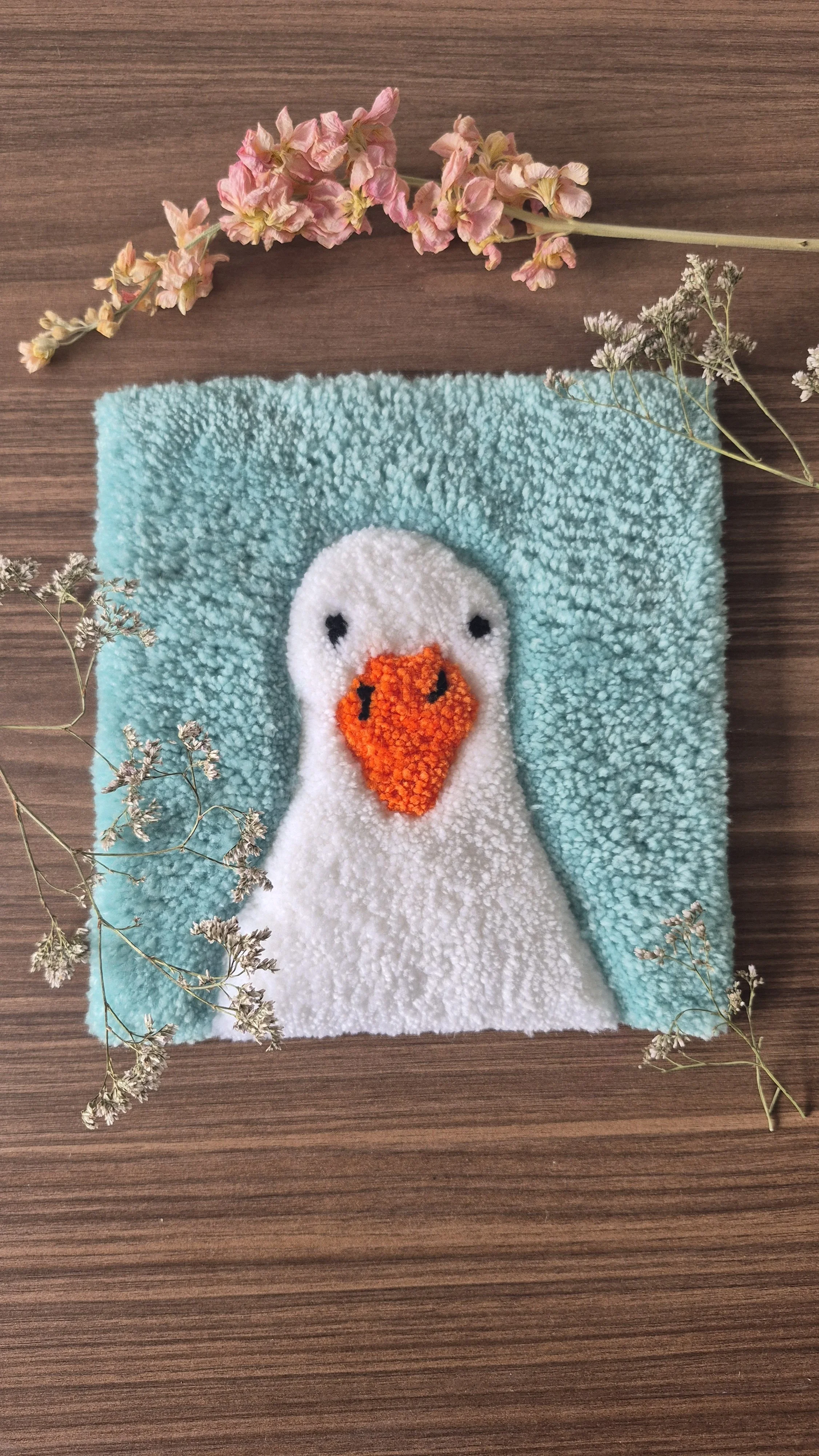 White Square Duck - Tufted Wall Art