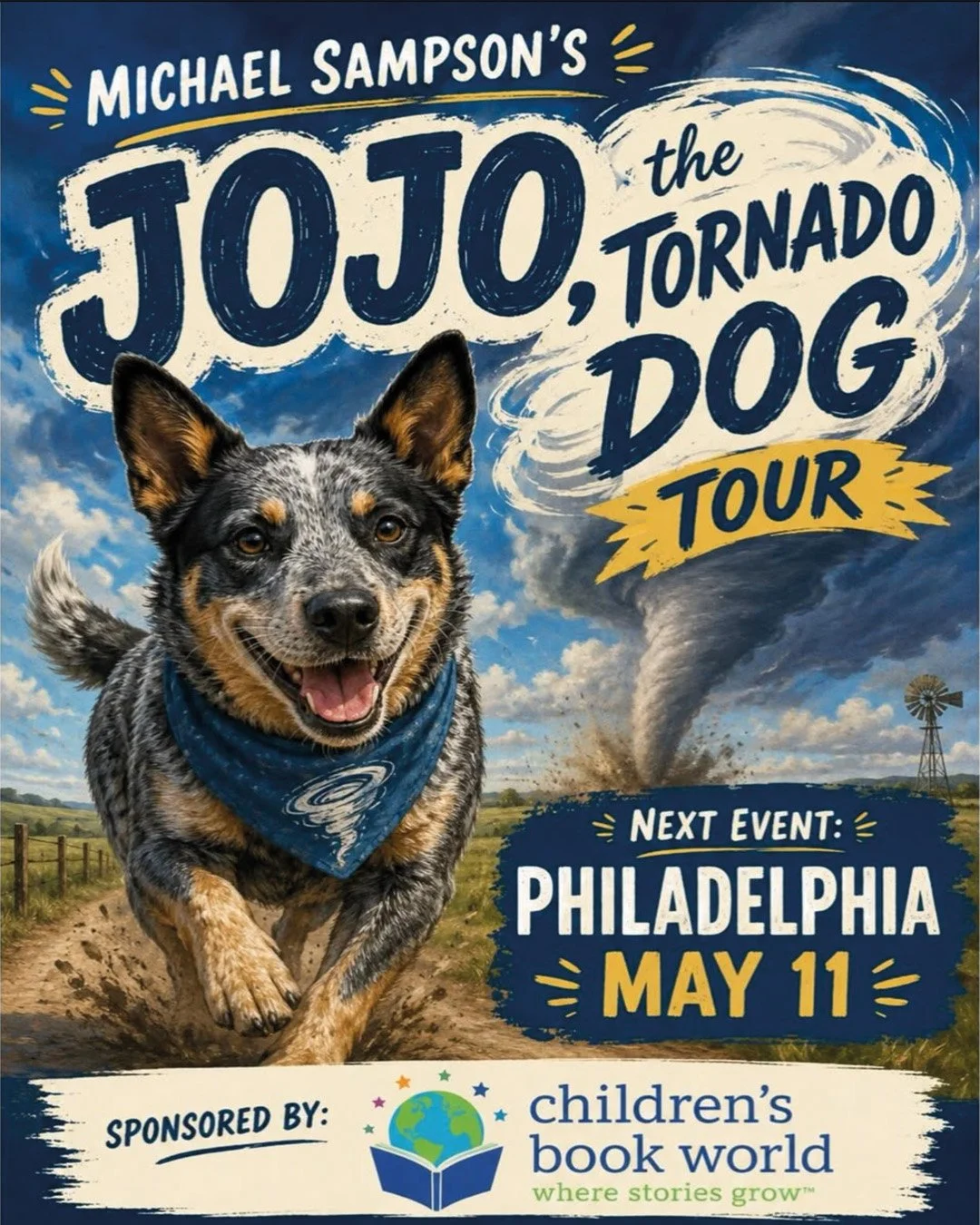 🌪️🐾 Hold onto your hats, Philadelphia &mdash; the storm is rolling in!

Join @michaelsampson on May 11 for an unforgettable adventure filled with courage, excitement, and tail-wagging fun!

Meet Jojo, the fearless pup chasing storms and hearts acro