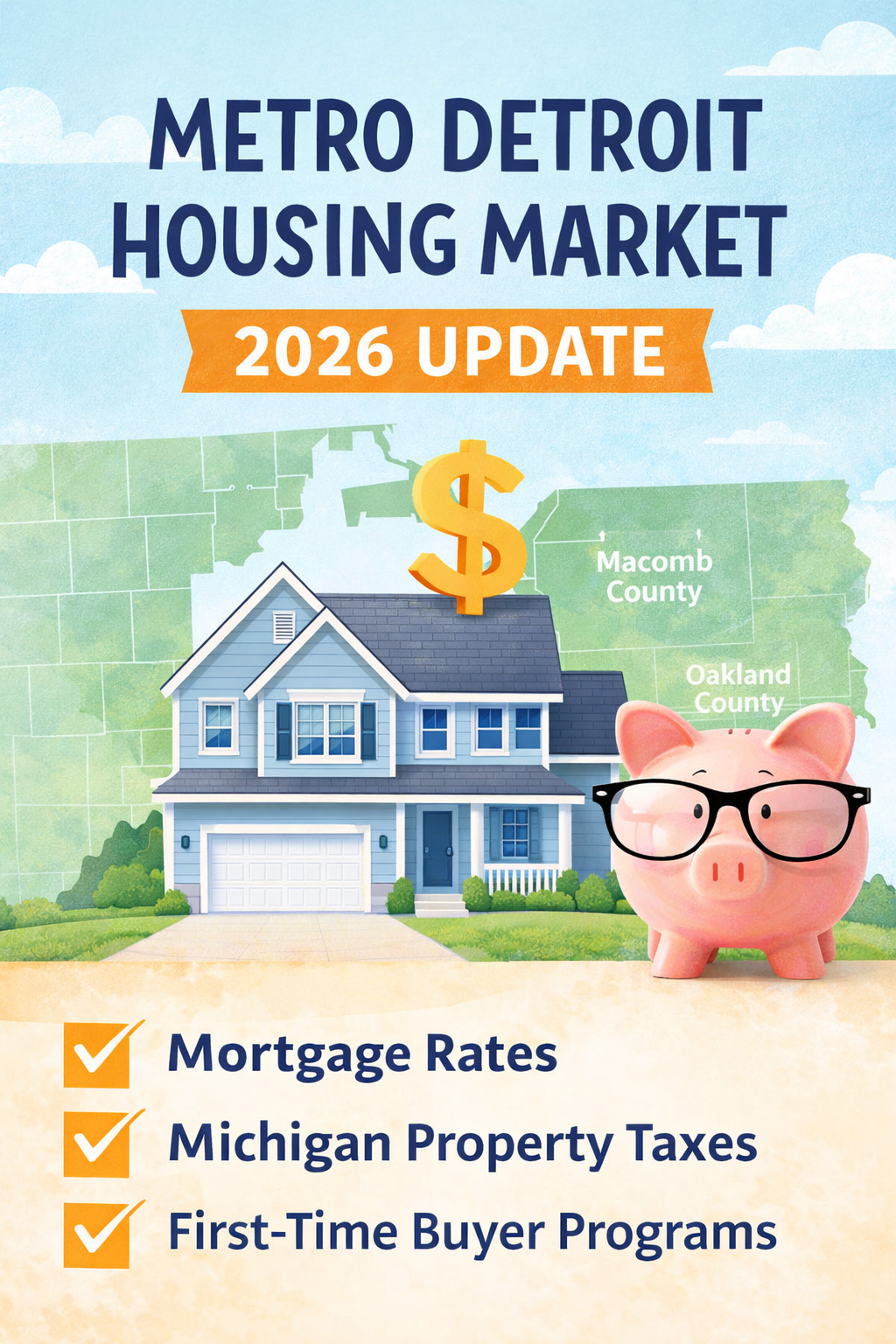 Metro Detroit Housing Market Update 2026: Mortgage Rates, Michigan Property Taxes &amp; First-Time Buyer Programs