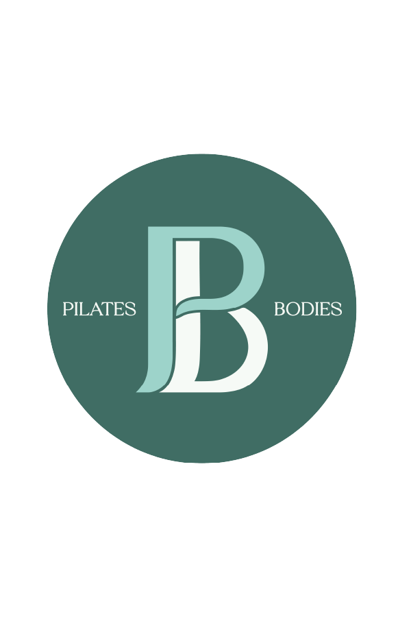 Logo for PILATES BODIES, featuring a large stylized letter B intertwined with a letter P inside a green circle.