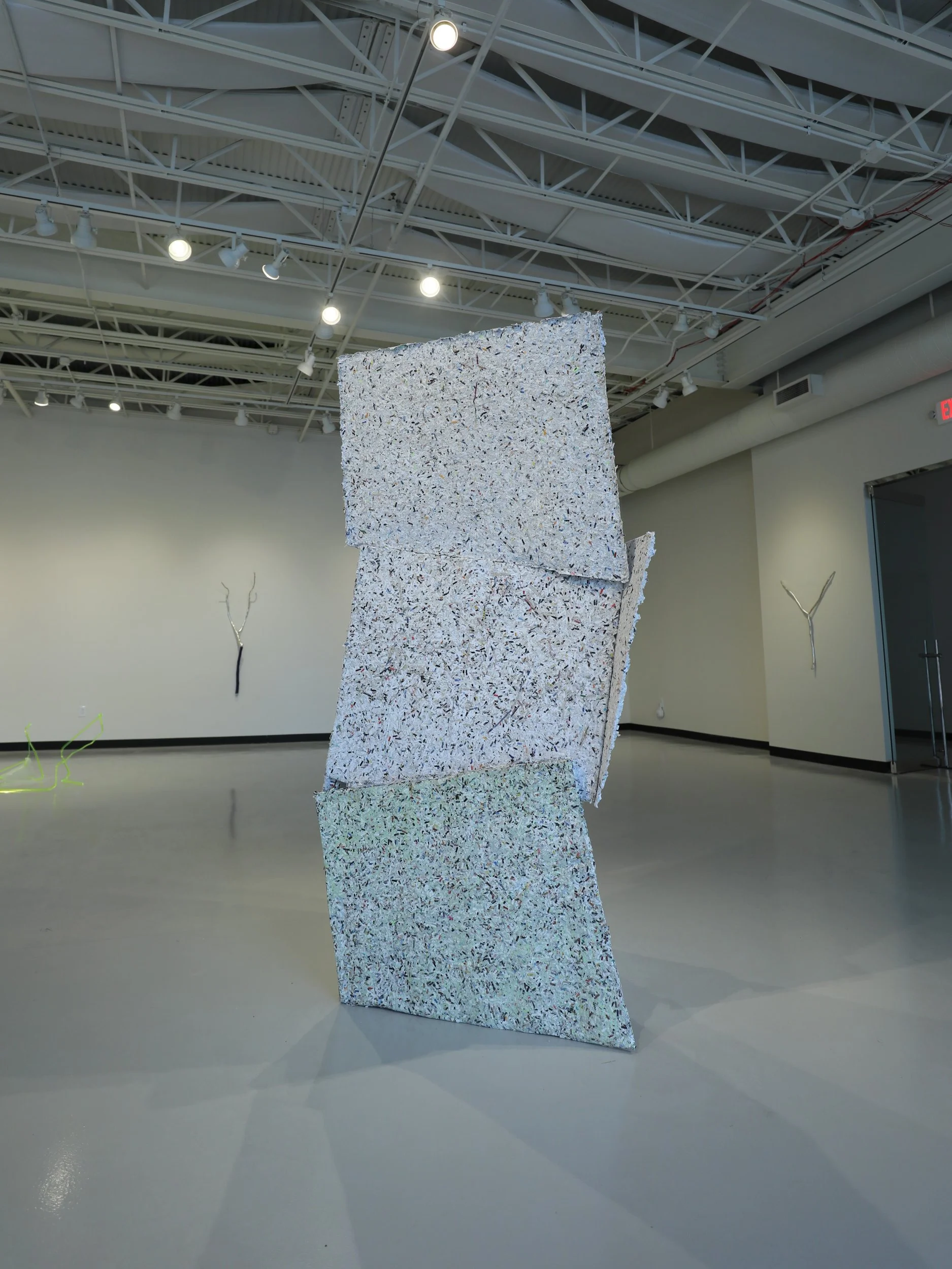 Make the End Soft; handmade paper, cardboard, screws; 7'x'3'x3'