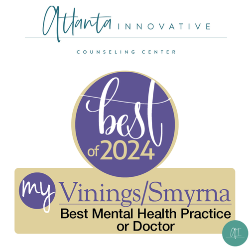 Atlanta Innovative Counseling Center award badge for Best of 2024 in myVining/Smyrna for Best Mental Health Practice or Doctor.