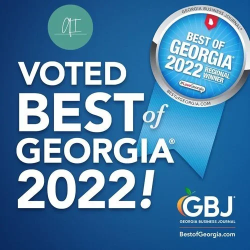A graphic design image featuring the Georgia Business Journal logo and a badge indicating it was voted Best of Georgia 2022 and a regional winner as recognized by Georgia Business Journal.