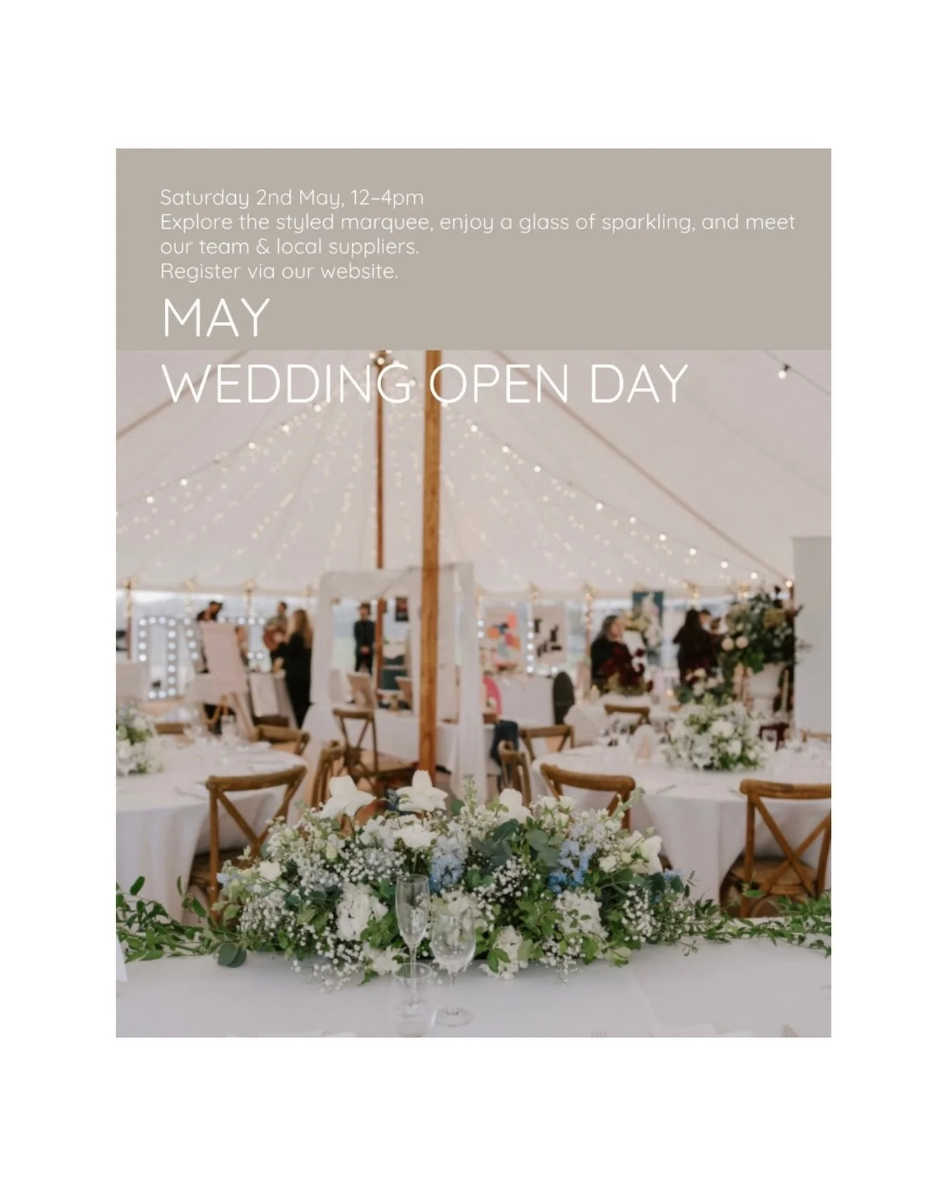 Planning your vineyard wedding? 🍇✨

We&rsquo;ll be at @burnthousevineyard Wedding Open Day on Saturday 2nd May, 12&ndash;4pm and we&rsquo;d love to meet you.

Come and explore the beautifully styled marquee, chat with a brilliant line-up of local su