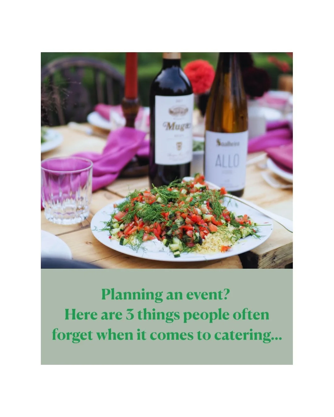 Planning an event? Here are 3 things people often forget when it comes to catering:

&bull; How guests will actually eat (standing, seated, sharing?)
&bull; Dietary requirements (there&rsquo;s always more than you think)
&bull; Timing &ndash; when fo