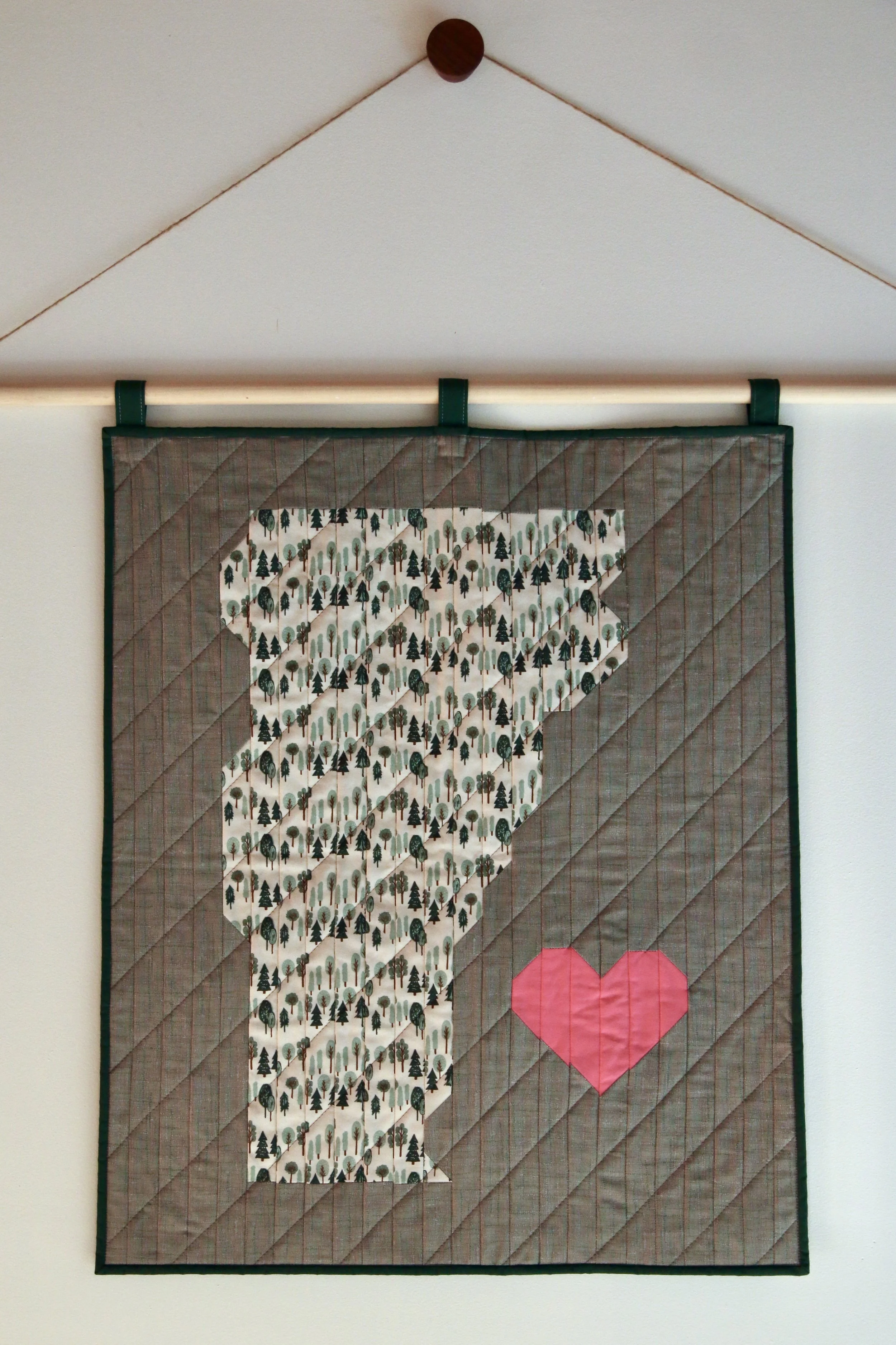 Vermont Wall Hanging- Sage Green, Cream, and Pink (24"x29")