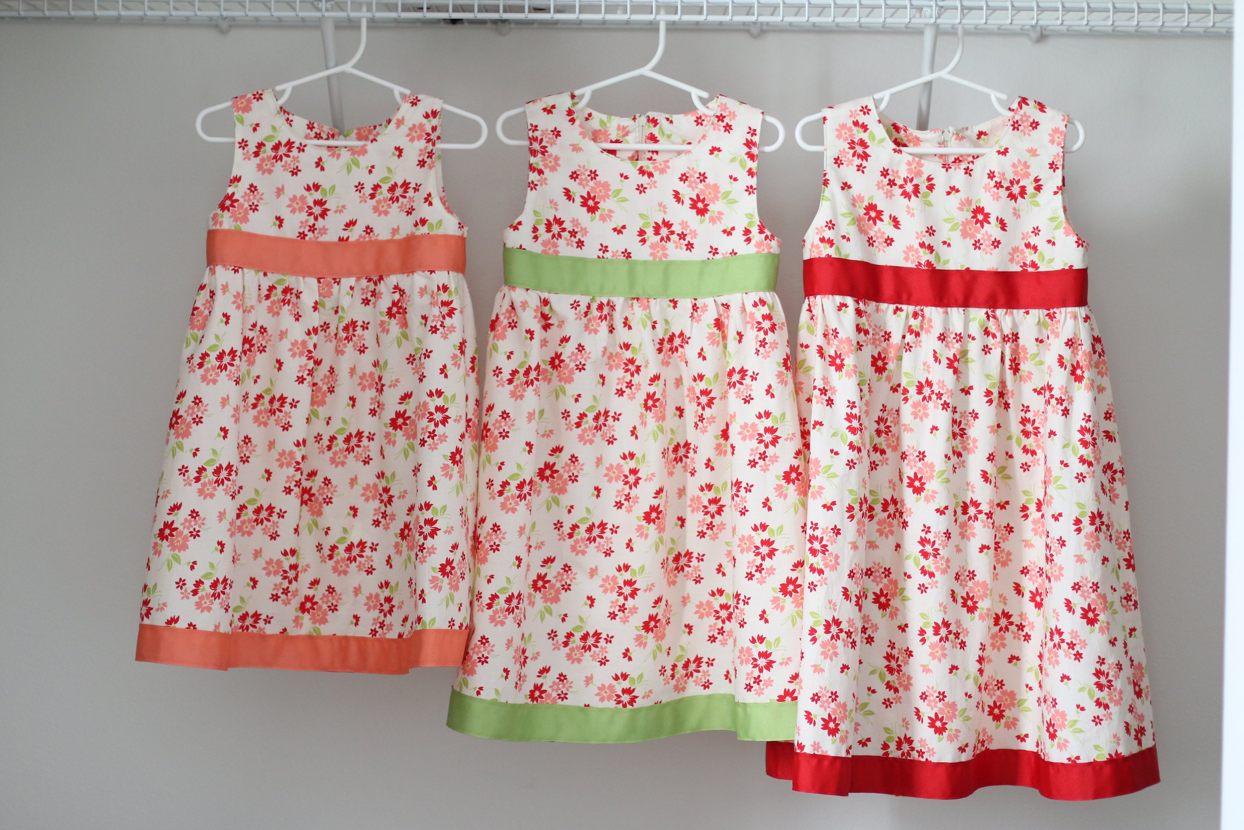 Matching Floral girls dresses.JPG