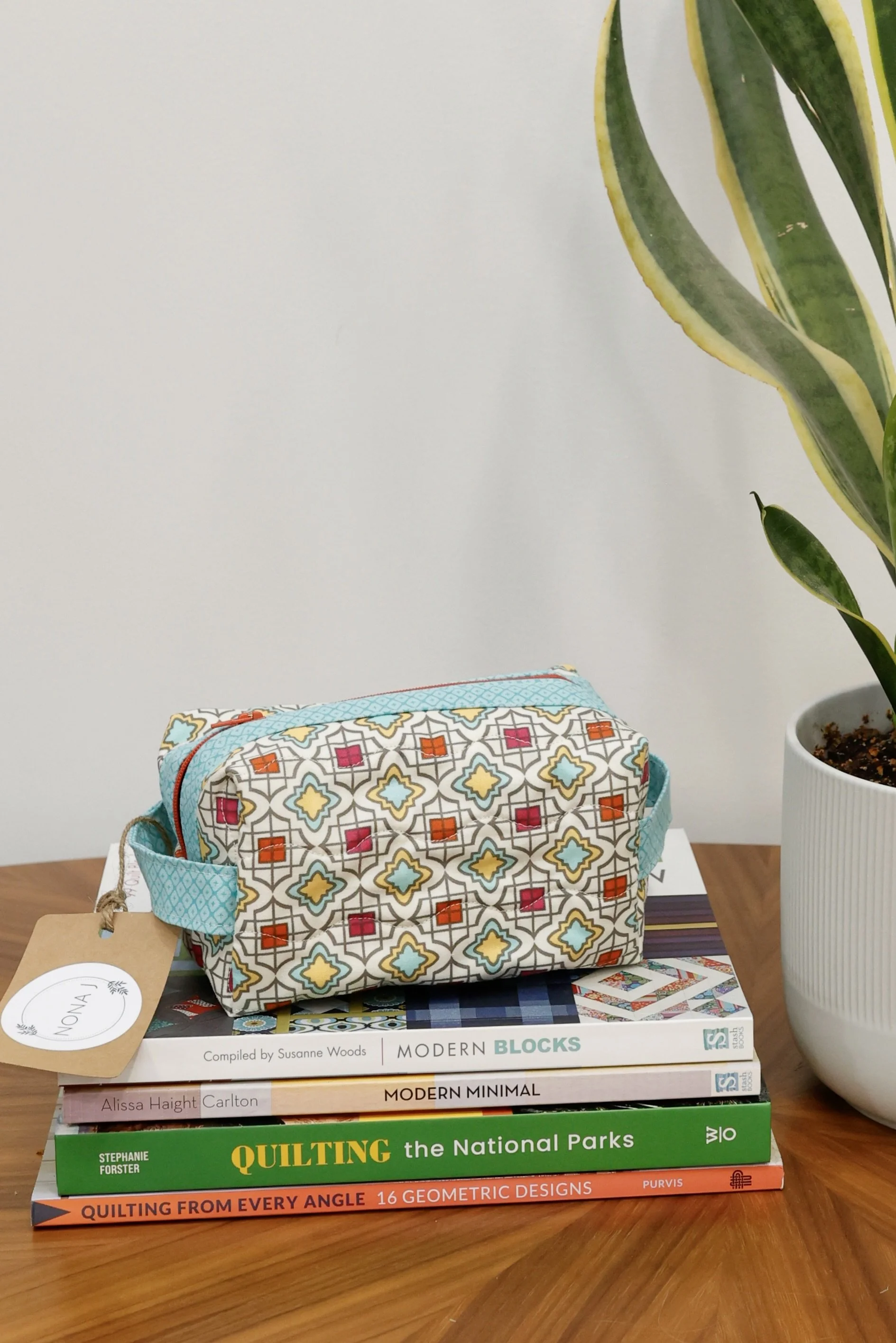 Geometric Pouch- Orange, Pink, Yellow, and Aqua