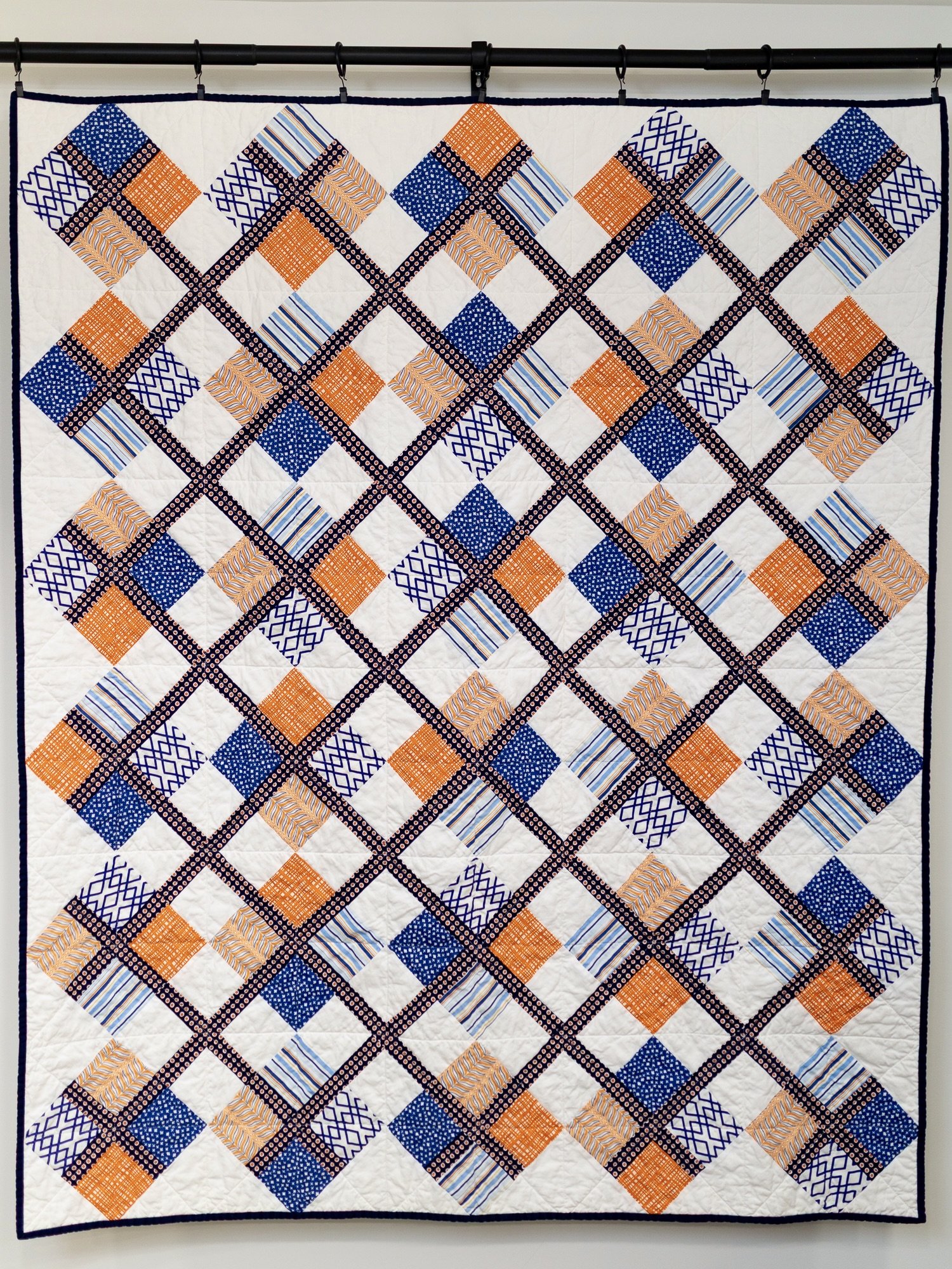Preppy- Orange, Blue, and White (49"x59")