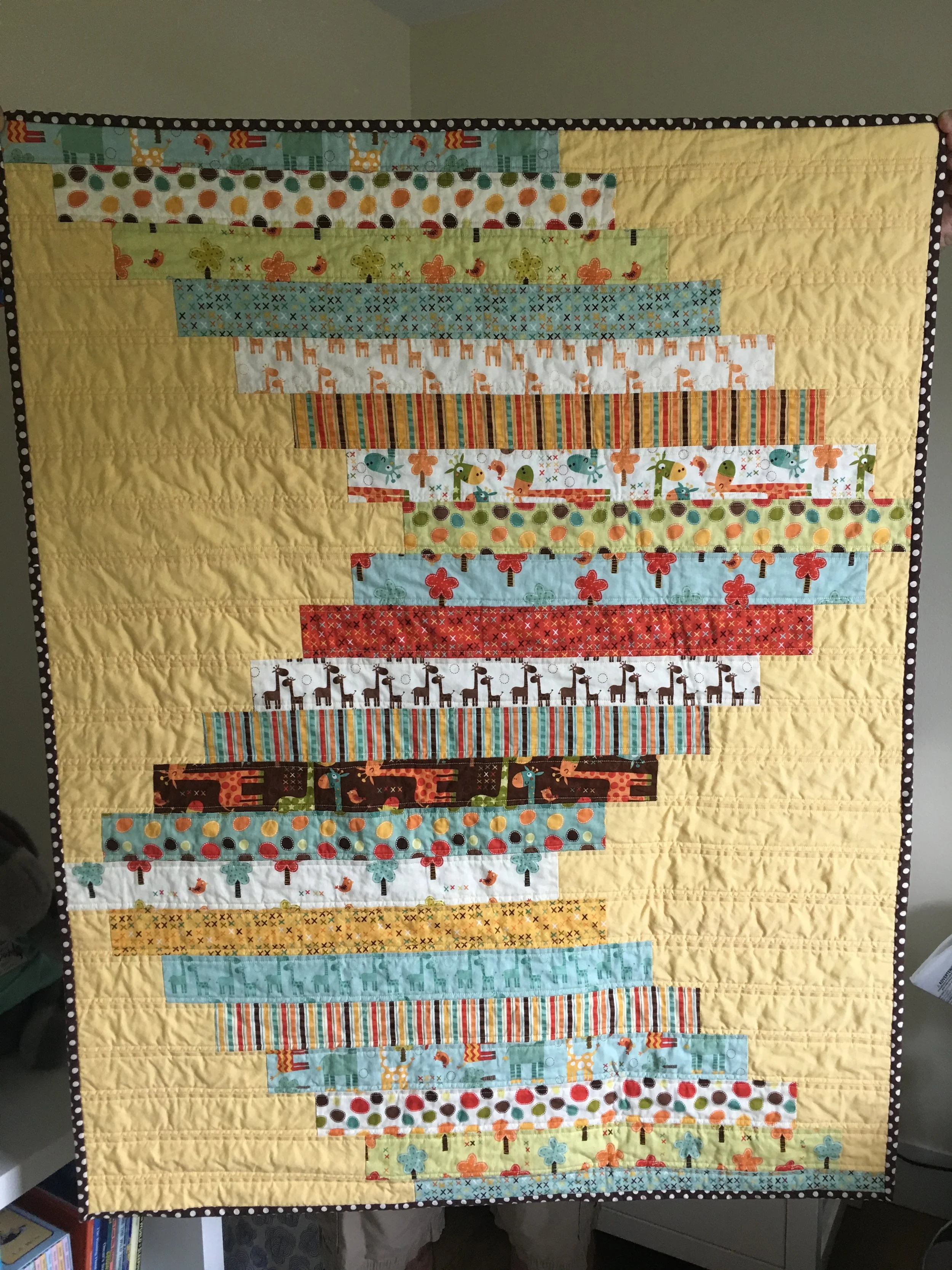 Yellow strips baby quilt.JPG