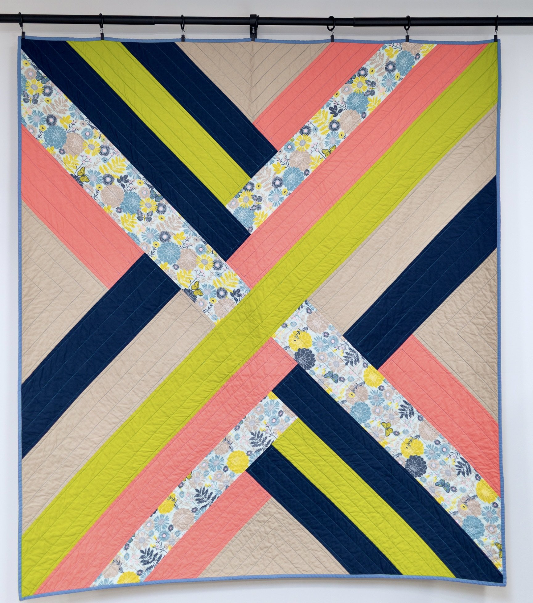 Maypole- Blue, Pink, Green, and Gray (55"x61")
