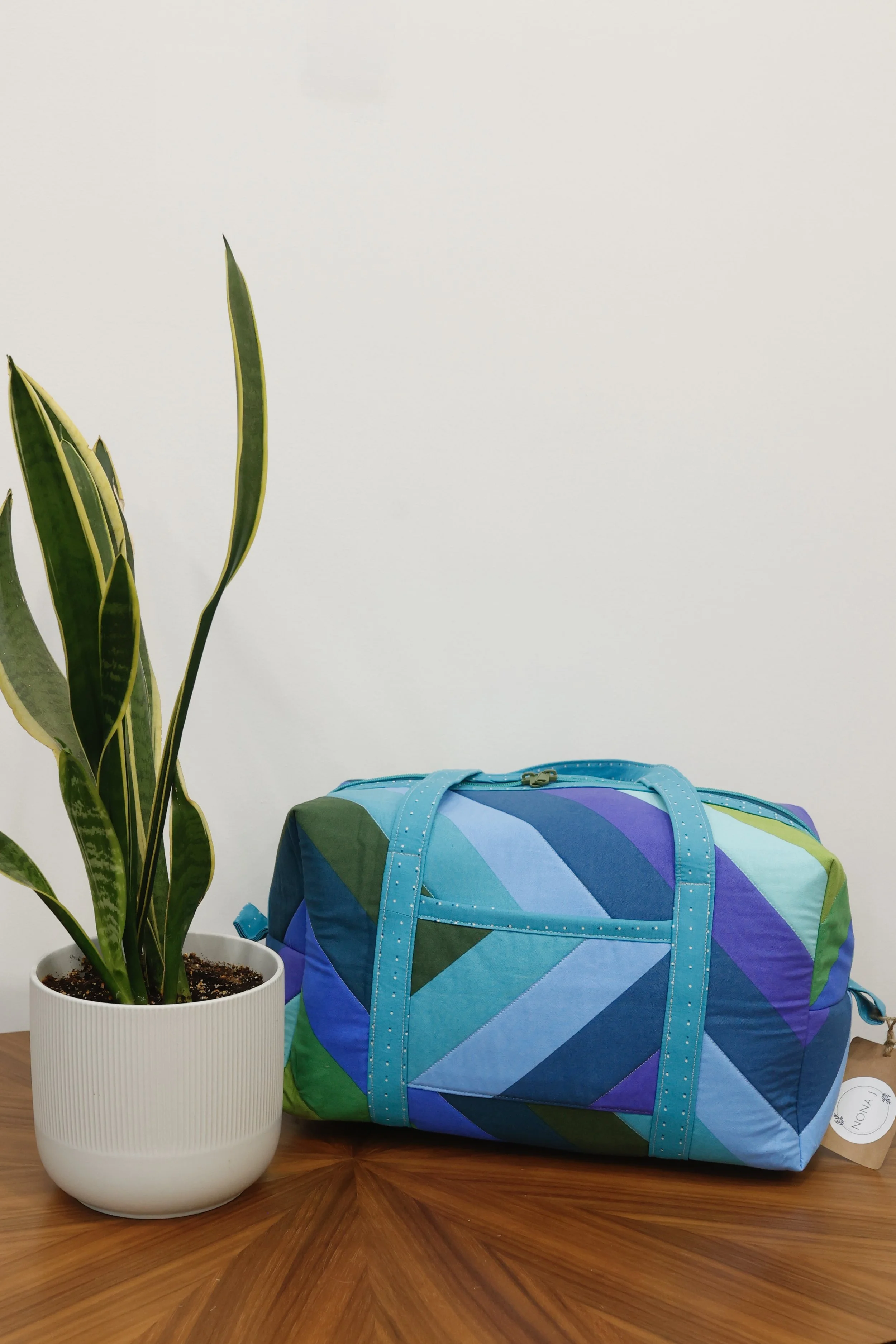 Striped Duffle Bag - Blues and Greens