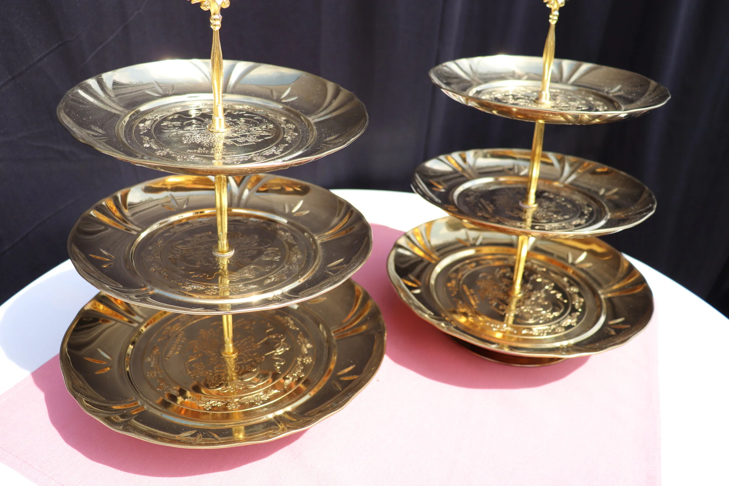 Tiered Gold Metal Dessert Trays - 2 available 