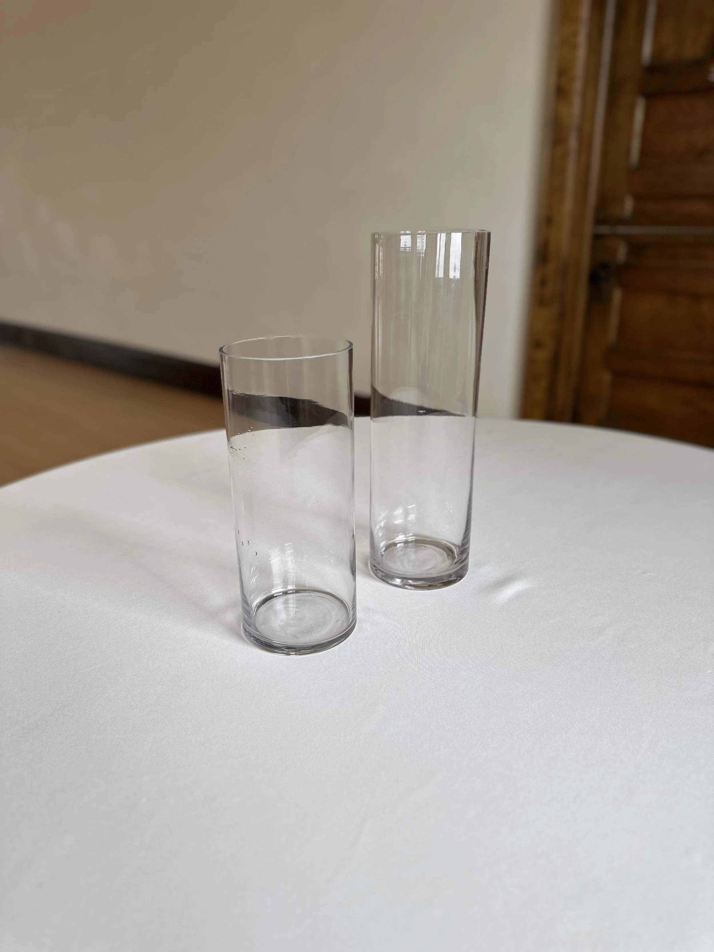 Large Hurricane Vases 5" Diameter
12" - 12 Available
16" - 12 Available
