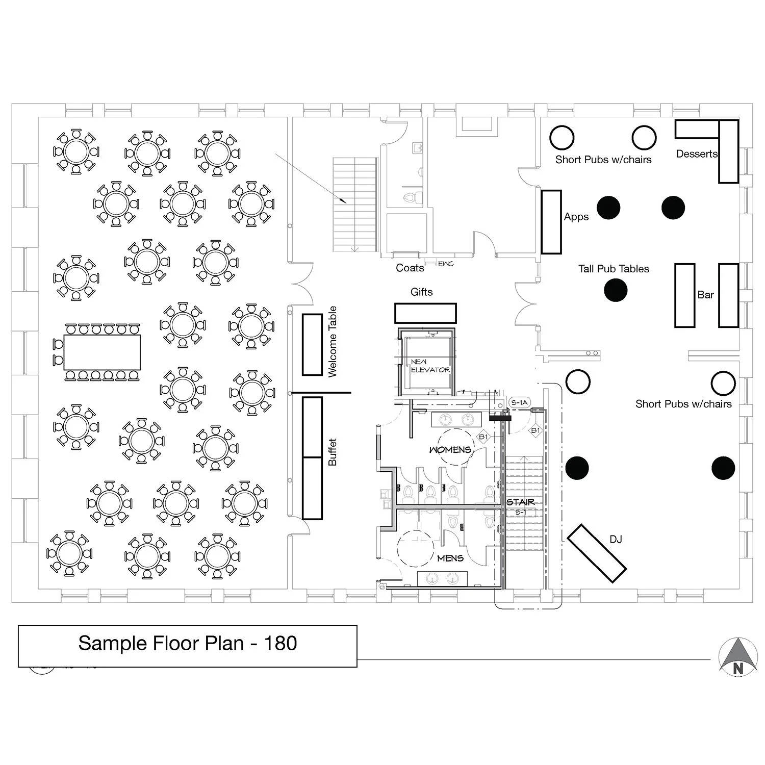 Sample Reception Layout - 180 Guests