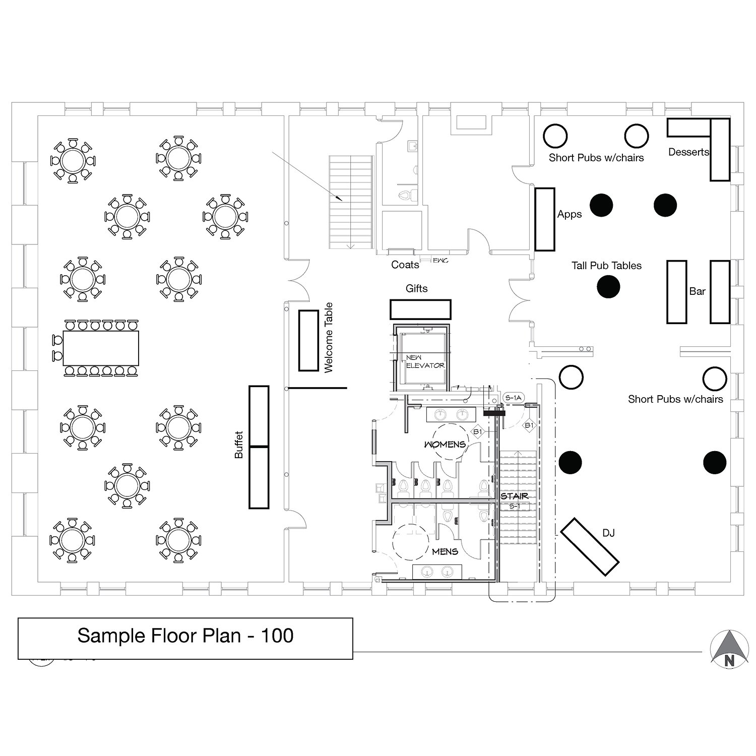 Sample Reception Layout - 100 Guests