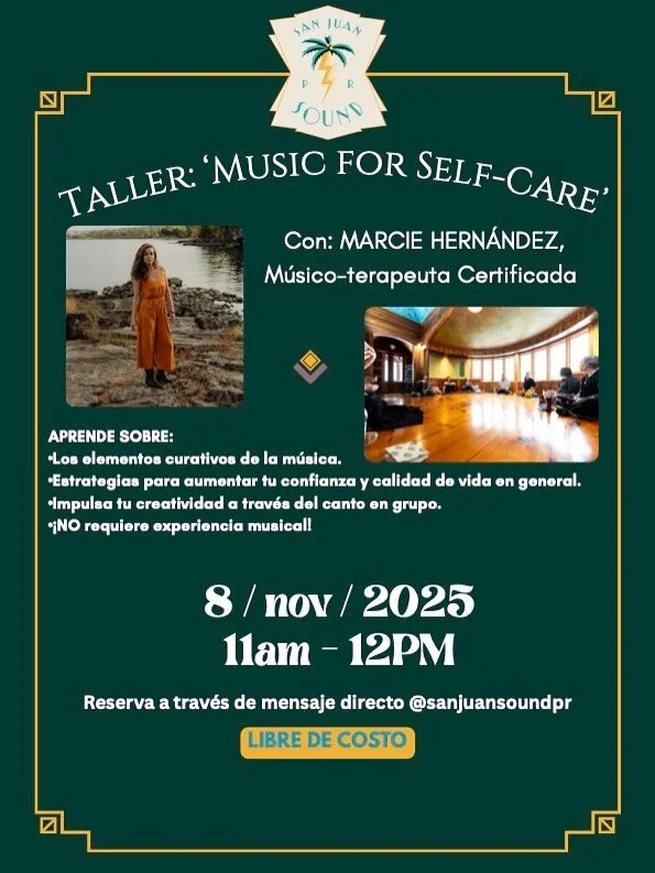 Thrilled to be offering Music for Self-Care in the motherland, home of my ancestors, Puerto Rico! Big thanks to @sanjuansoundpr &amp; @giftofsound for hosting me. Looking forward to connecting and growing together through the power of music. 🎶🇵🇷🎶
