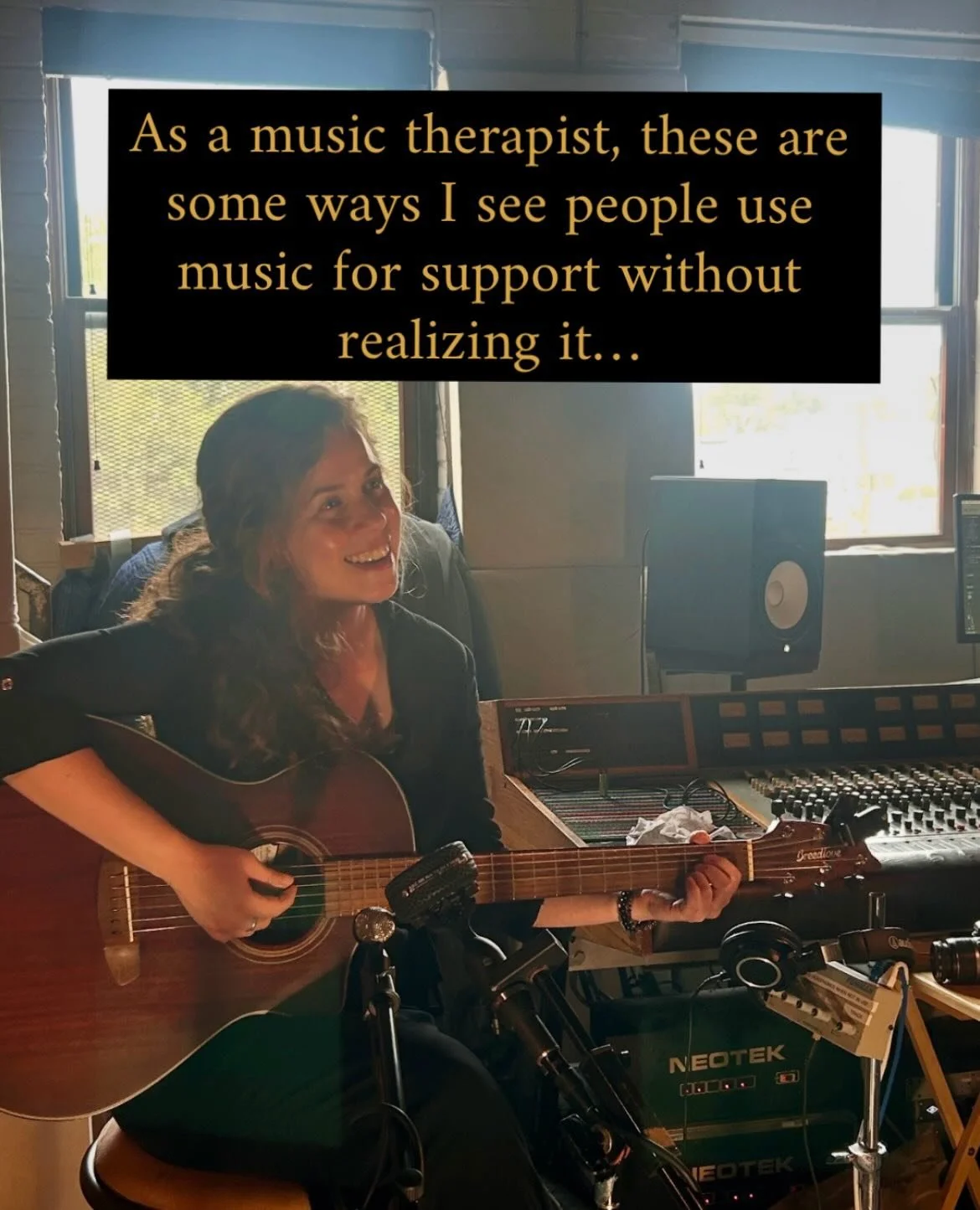 These are some ways that I&rsquo;ve helped people navigating anxiety, depression, trauma and other life challenges by using music as a therapeutic tool for meaningful healing: 

🔸 Helping a client reclaim her voice &amp; confidence through therapeut