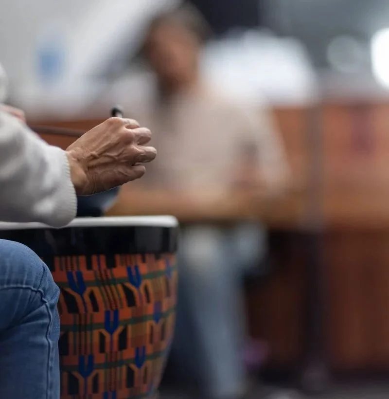 Music therapy, drummer playing
