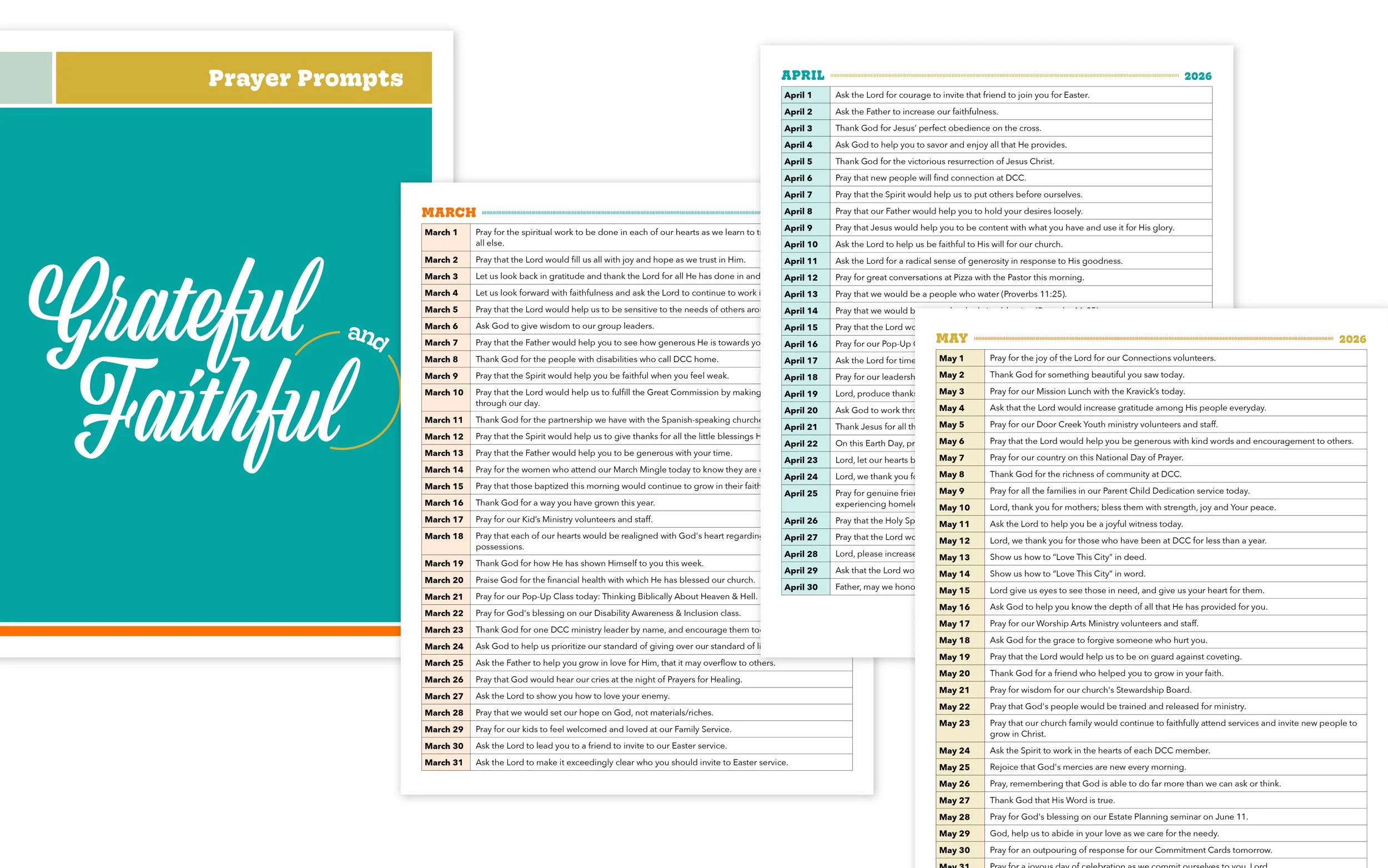 Grateful and Faith Debt Campaign Prayer Prompts