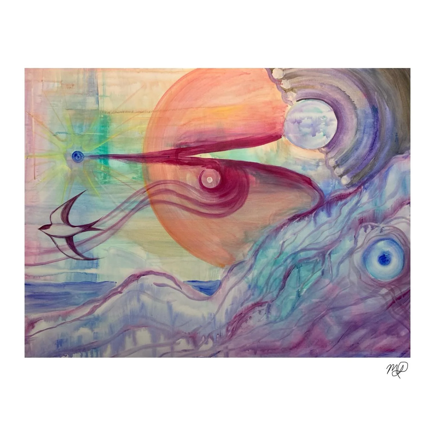 &ldquo;The Messanger, Bright Blue&rdquo;

(I knew it was you) 

36&rdquo; x 48&rdquo; Acrylic on Canvas