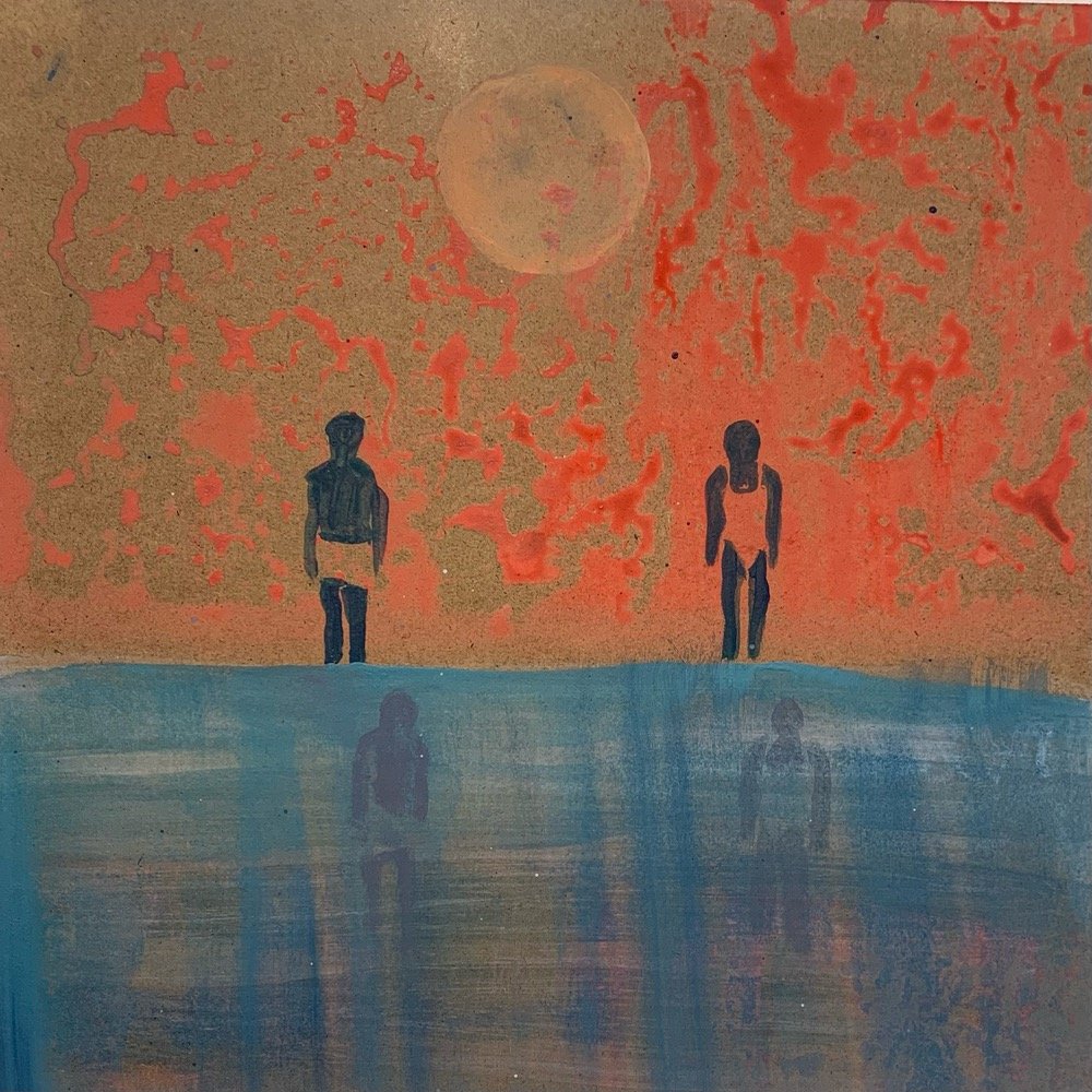 "Swim"
8" x 8", Acrylic on masonite 
2023