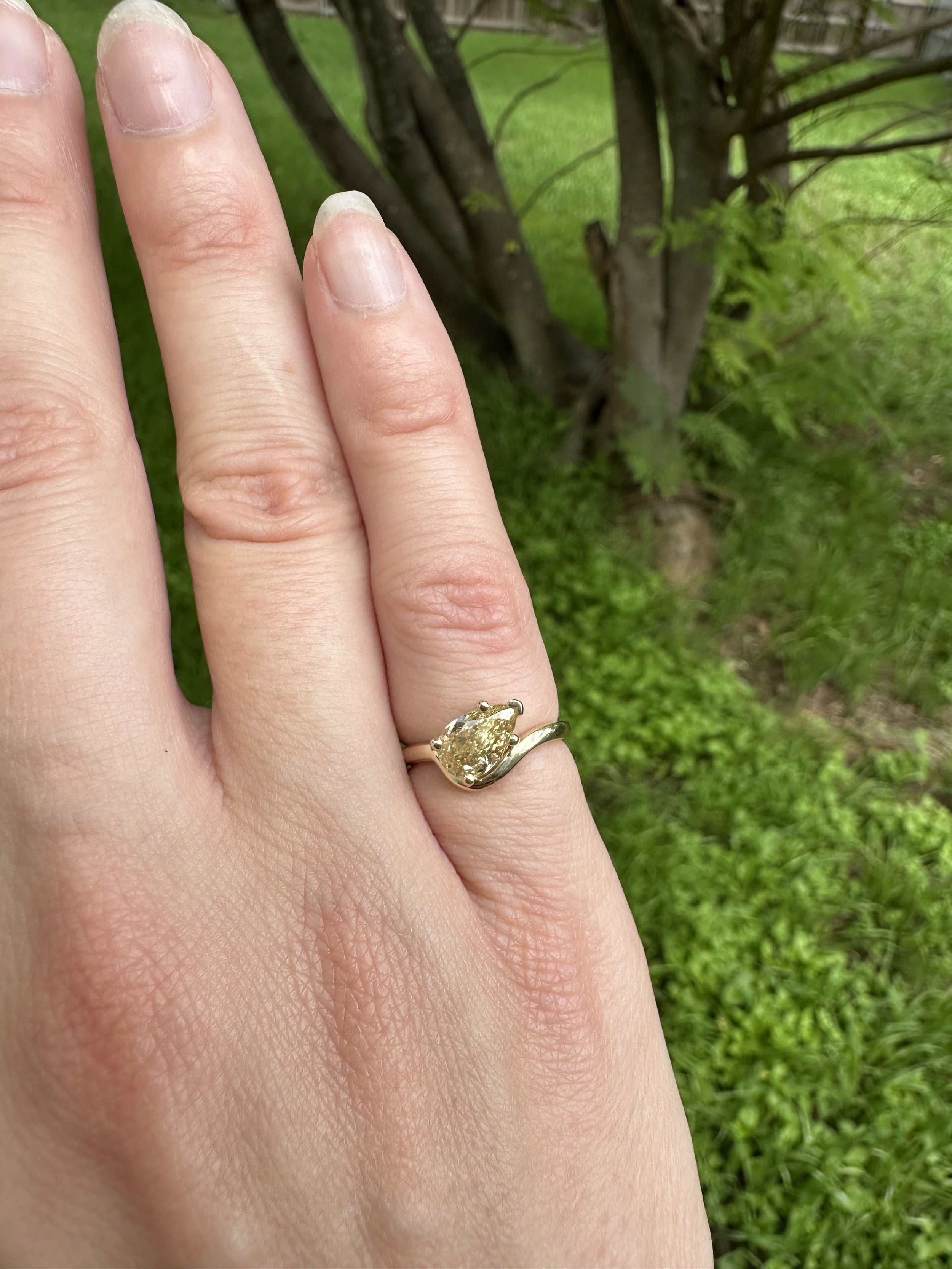 Yellow Pear Pinky Ring