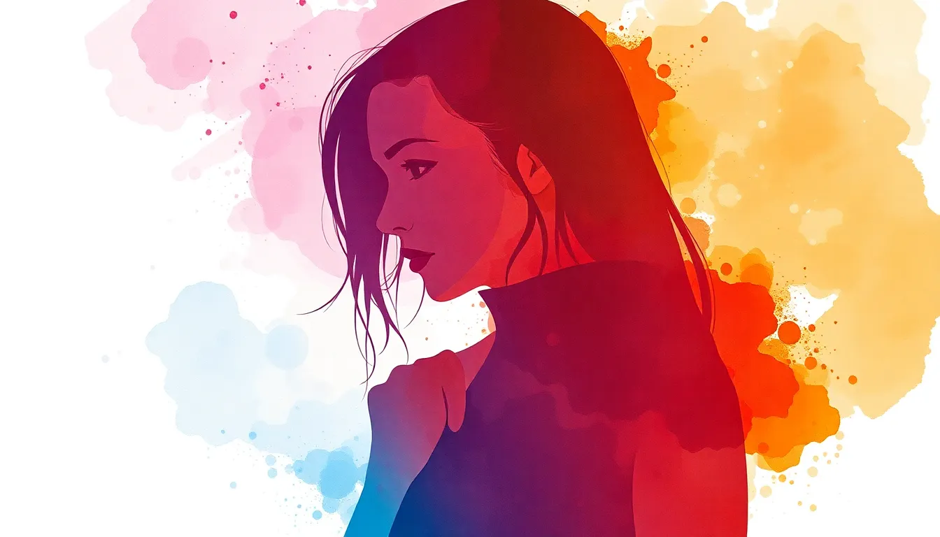 Colorful watercolor drawing of a woman looking unsure what to do.