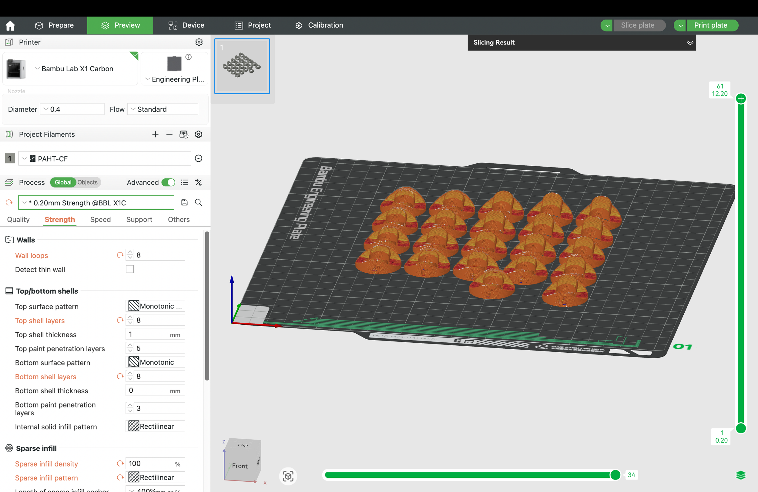 PAHT-CF settings for Bambu X1C