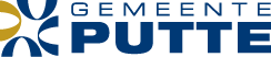 Logo van de gemeente Putte met een blauwe bloem en de naam in hoofdletters.
