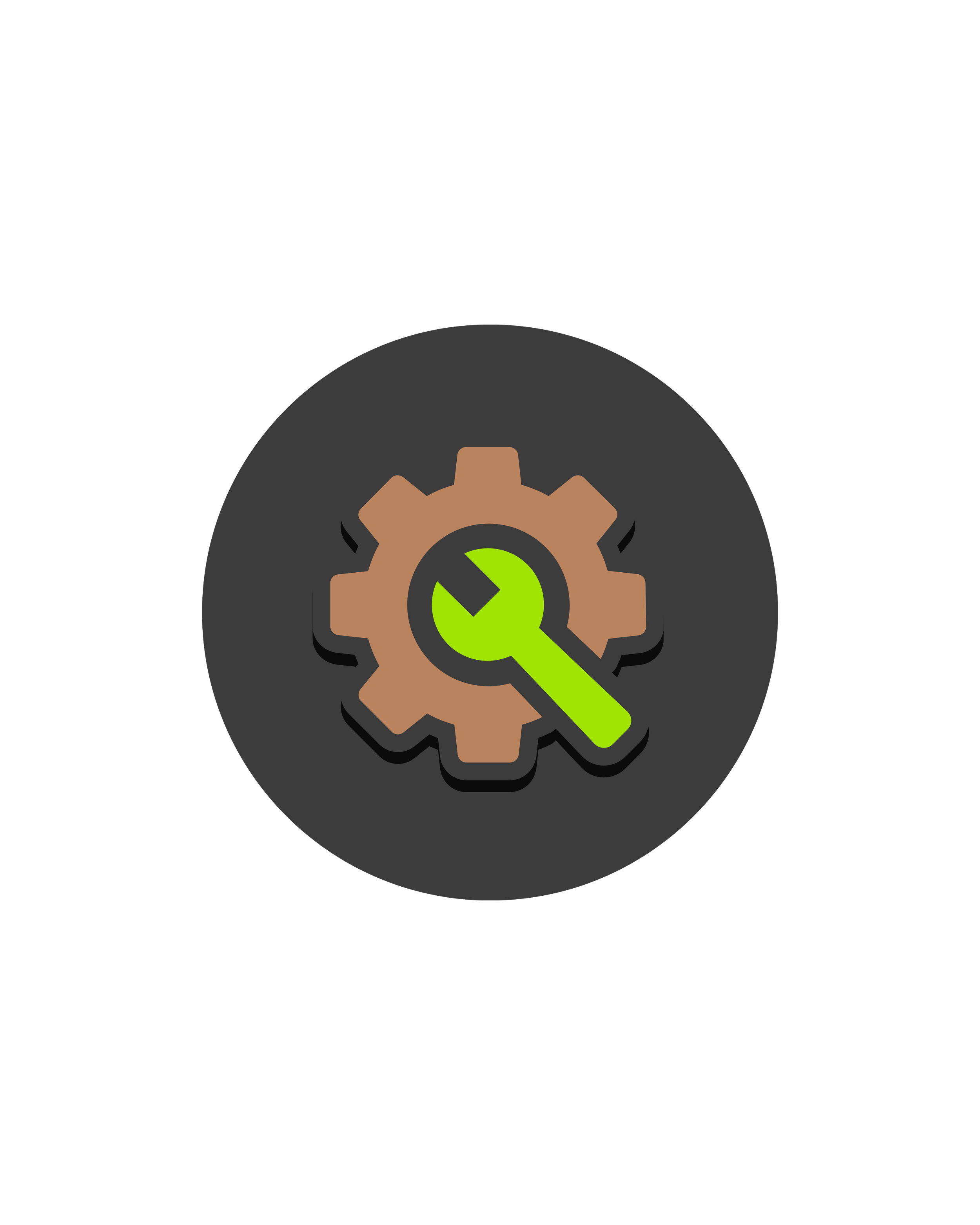 Icon of a gear with a wrench inside it, representing settings or tools.