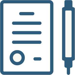 A sheet of paper with text and a checkmark, accompanied by a pen.