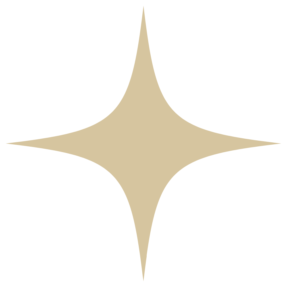 A beige star-shaped logo on a black background.