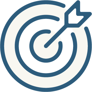 Icon of a target with an arrow hitting the bullseye